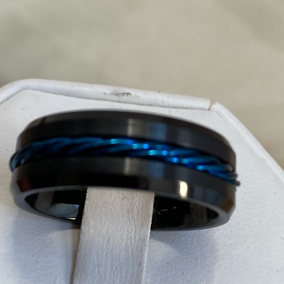BLACK TUNGSTEN WEDDING BAND RING - Picture 7 of 16